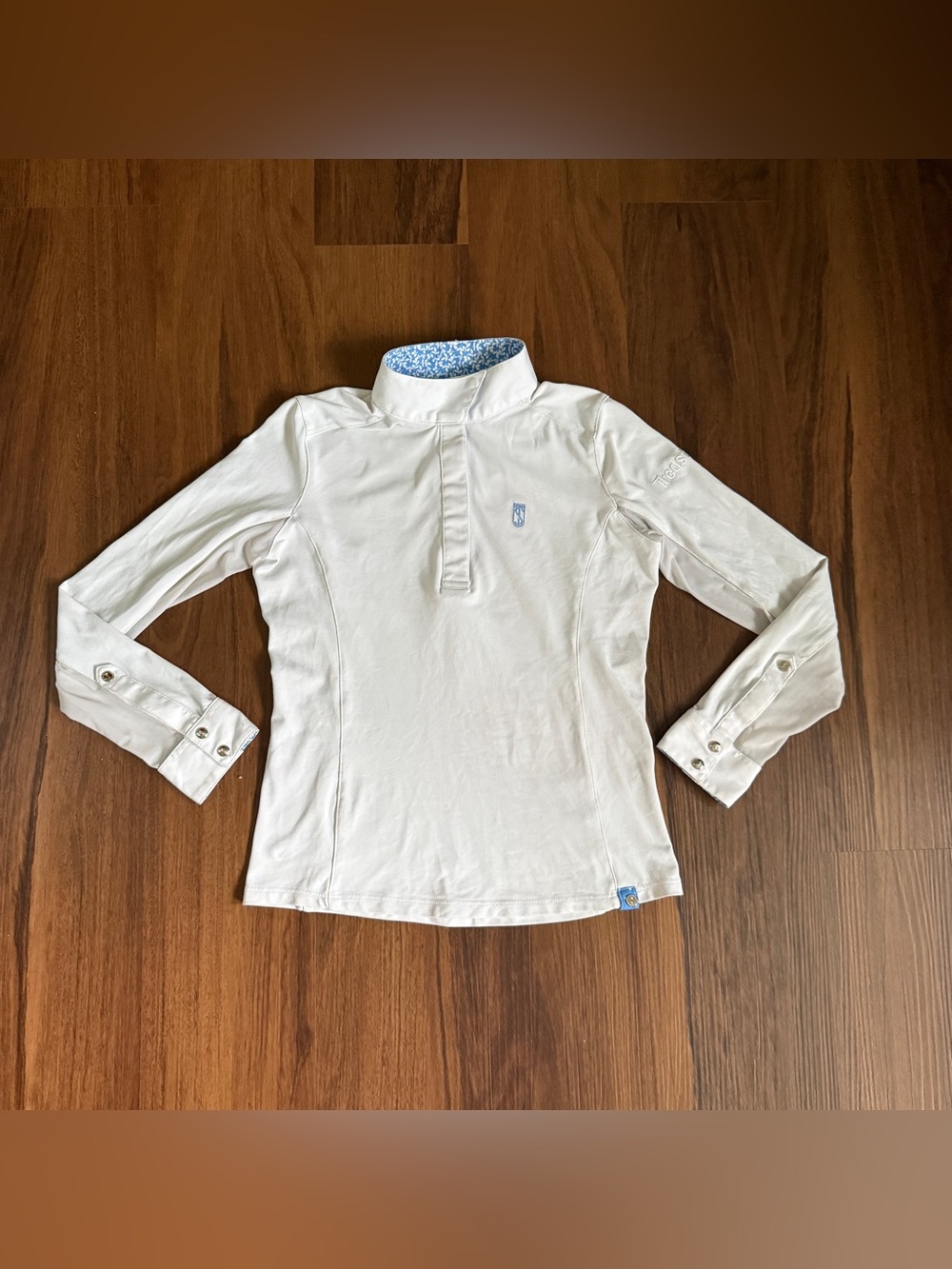 Child’s Medium White Tredstep Long Sleeve Horseback Riding Show Shirt